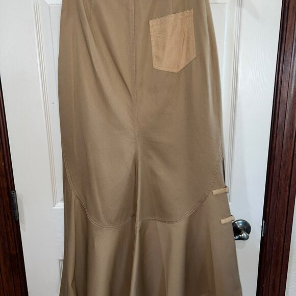 Together Womens Tan Flared Midi Skirt W/ Side Buckles & Back Pocket Size 4 100% - Picture 4 of 9